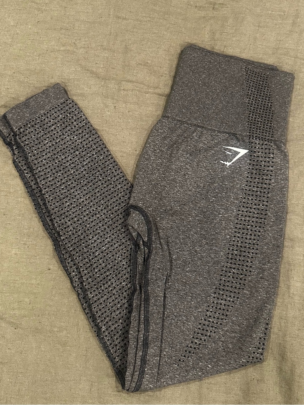 Gymshark Kids Charcoal Seamless Leggings with Perforated Panels